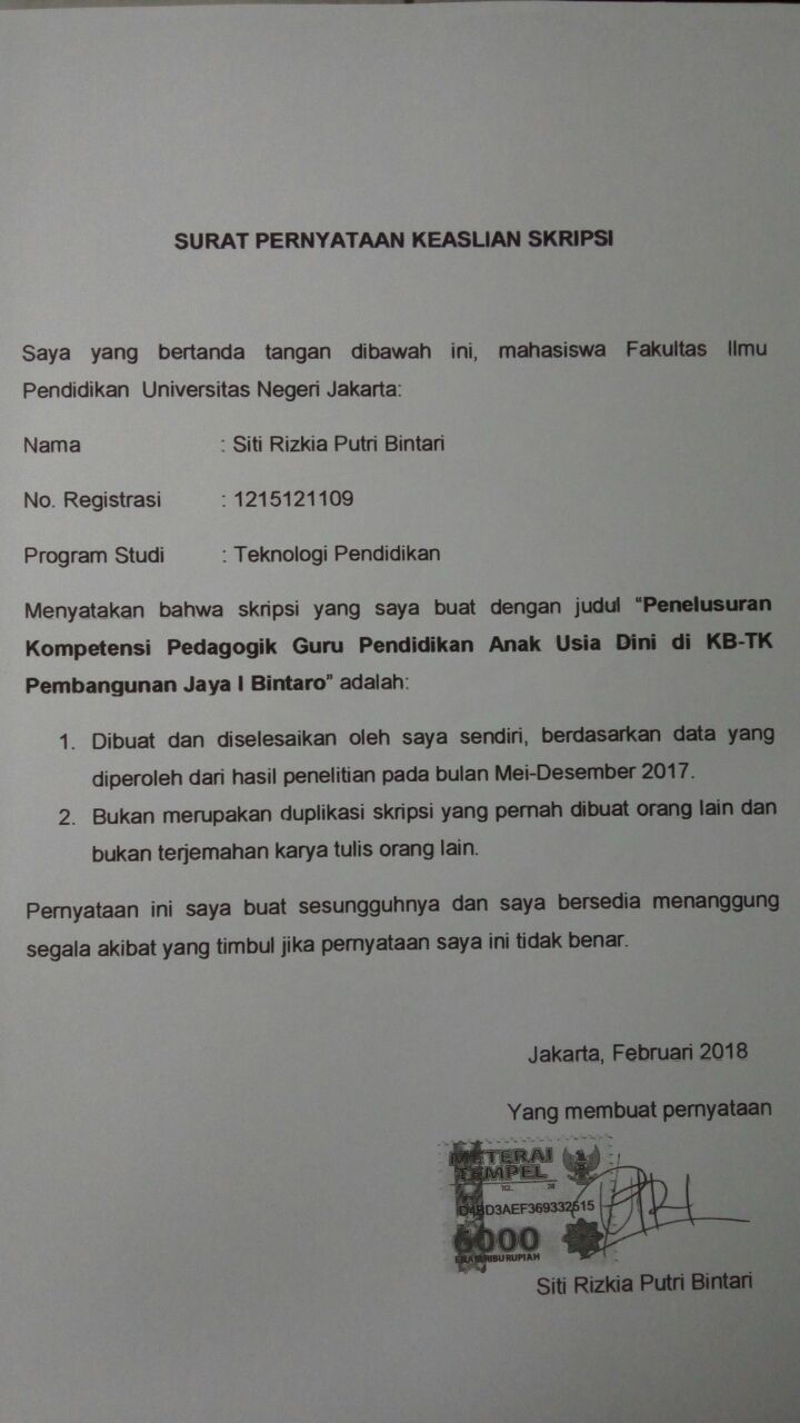 PENELUSURAN KOMPETENSI PEDAGOGIK GURU PAUD DI KBTK PEMBANGUNAN JAYA I